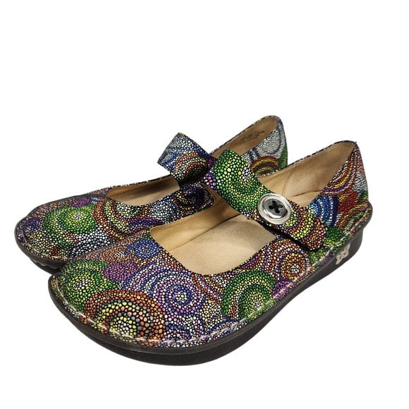 Alegria Paloma Bullseye Leather Mary Jane Clogs Multicolor     Size 41 - Picture 1 of 12